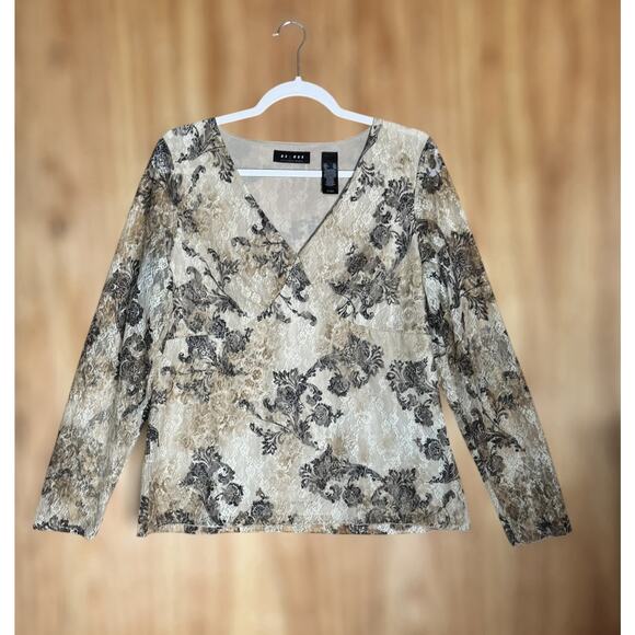Axcess Tops - Y2K Baroque Floral Lace Top Vtg Romantic Goth Fairy Grunge Long Sleeve Top Sz XL